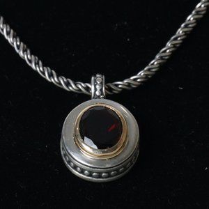 Israeli Designer Silver Pendant with Gold + Garnet